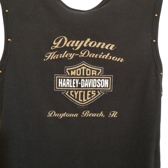 Vintage Harley Davidson Crop Tank Top Black Tag Size M Daytona Beach - Picture 5 of 12